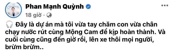 Phan Mạnh Quỳnh 'kể khổ' khi làm bố bỉm sữa, dân mạng đọc xong chỉ biết 'cười bò'